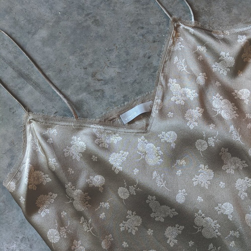 NWOT Vince Floral Gold Silk Bias Cut Camisole Top